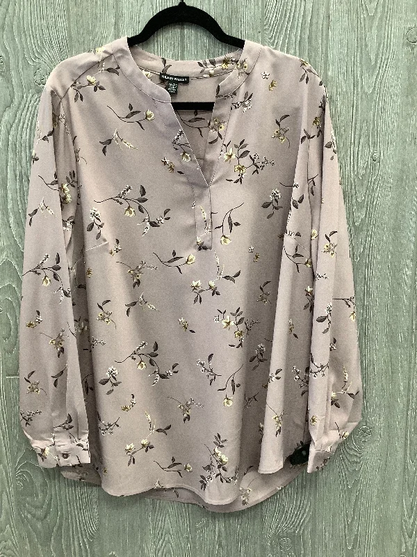 Lace Design Top Long Sleeve By Hilary Radley In Purple, Size: Xxl