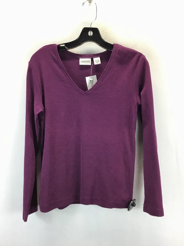 Versatile Casuals Top Long Sleeve By Chicos In Purple, Size: 0 (SMALL)