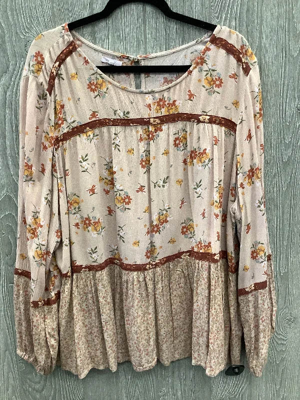 Weekend Style Top Long Sleeve By Maurices In Pink, Size: 2x