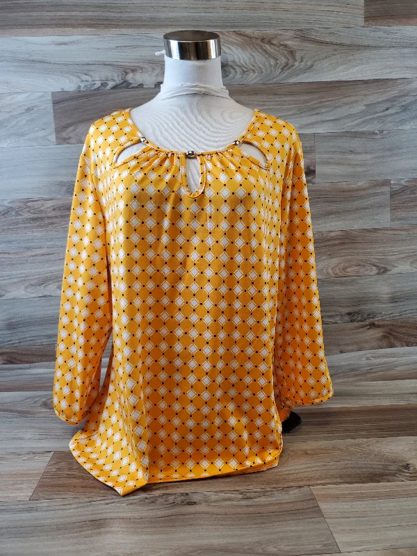 Girl Style Top 3/4 Sleeve Basic By Notations In Yellow, Size: Xl