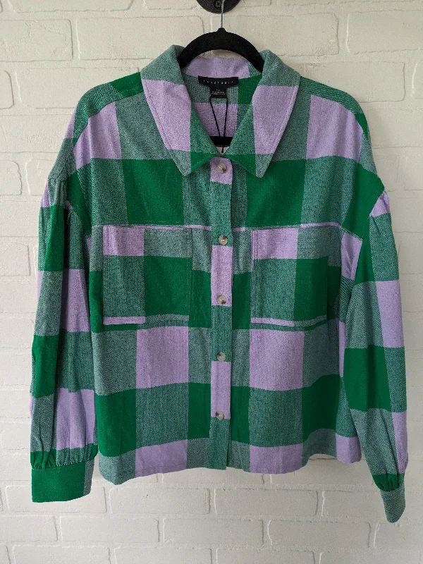 Minimal Style Green & Purple Top Long Sleeve Sanctuary, Size 1x