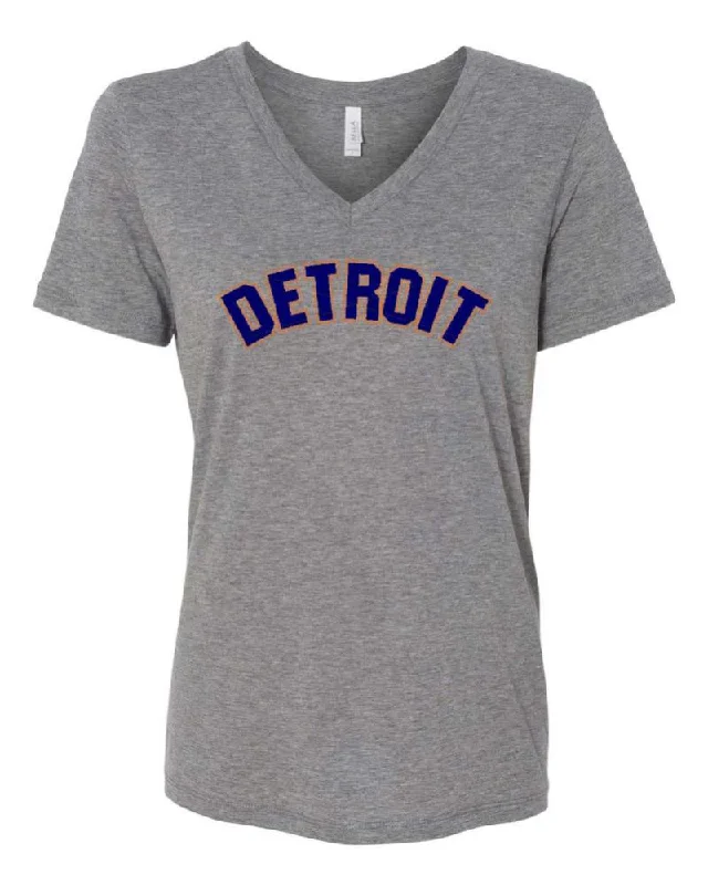 Body Design Ladies Relaxed V-neck Detroit Bend 2 color T-shirt - Triblend Grey