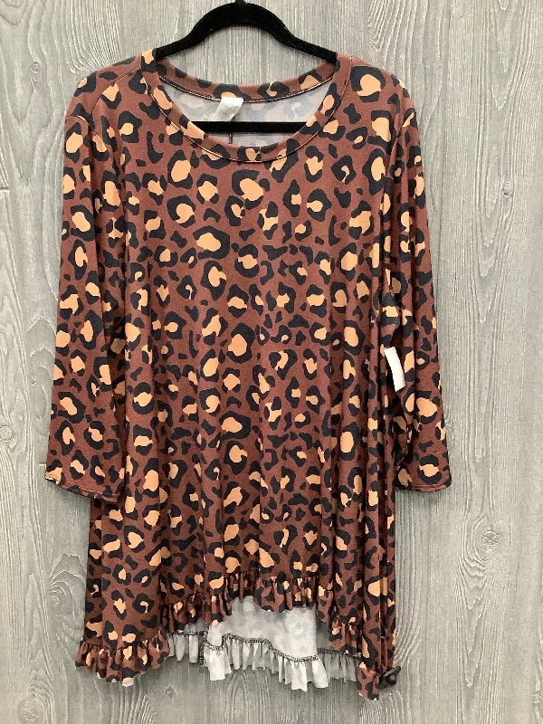 Economic Outlook Top Long Sleeve By Clothes Mentor In Animal Print, Size: 1x