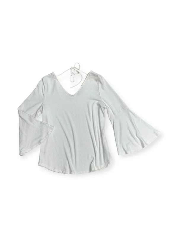 Slightly Flared Design Top Long Sleeve By Loft In White, Size: Lp