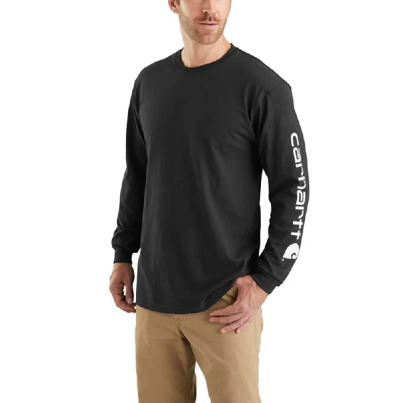 Carhartt Mens Tall Large Black Cotton Long-Sleeve Work T-Shirt - K231-BLK