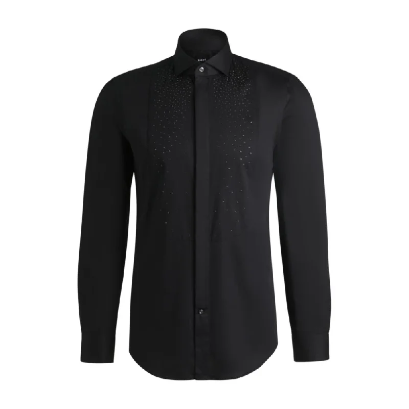 Slim-fit evening shirt with embellished bib