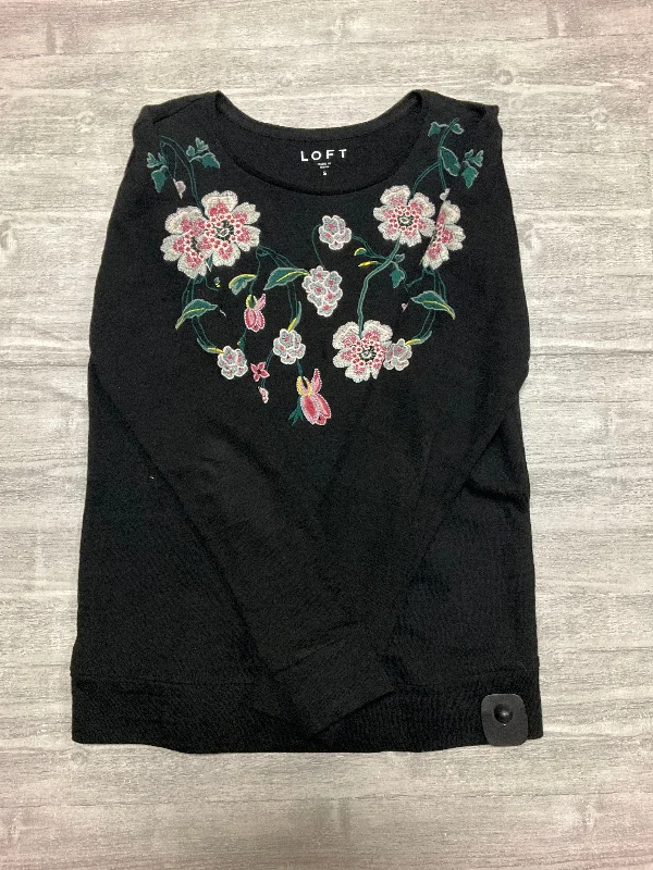 Fashion Wear Top Long Sleeve By Loft In Black, Size: S
