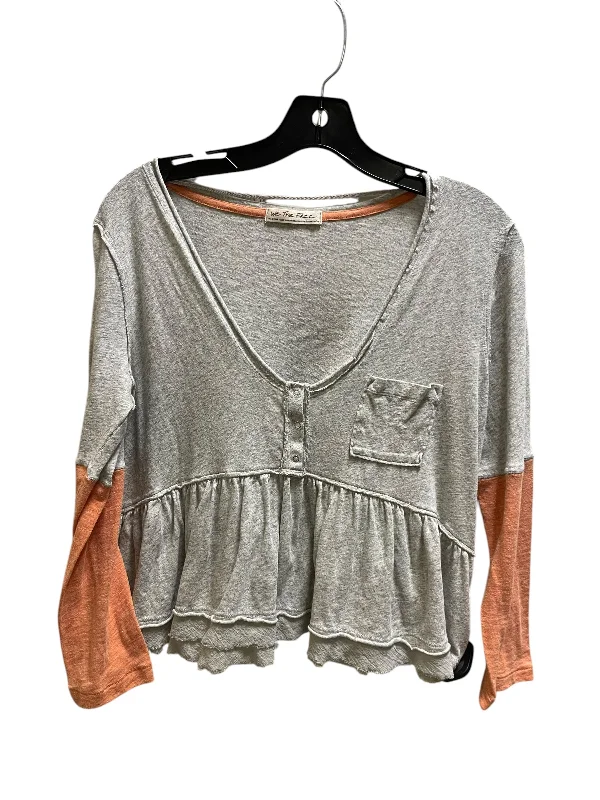 Fashionable In The Times Top Long Sleeve By Free People In Grey, Size: M