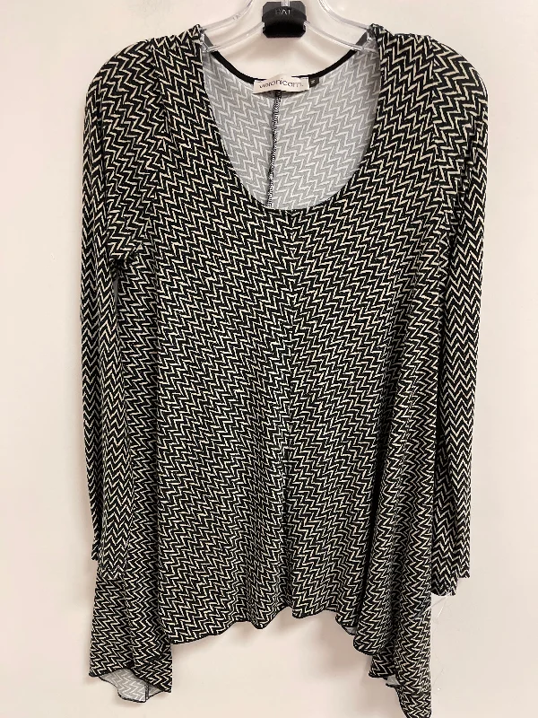 Cozy Fit Wear Top Long Sleeve By Veronica M In Black & Cream, Size: M