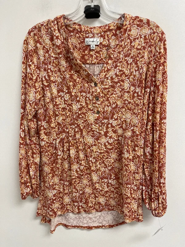 Classic Comfort Top Long Sleeve By Wonderly In Orange, Size: M