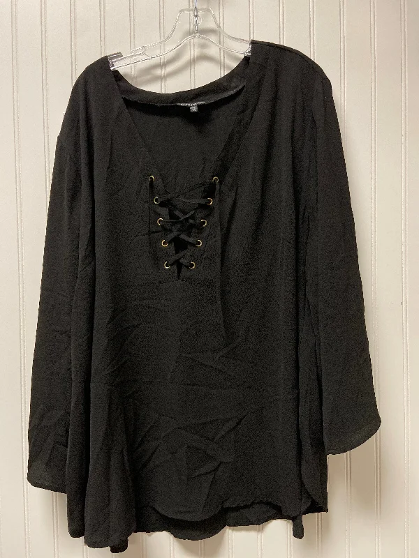 Fashionable Inner Wear Black Top 3/4 Sleeve Unique Spectrum, Size 3x