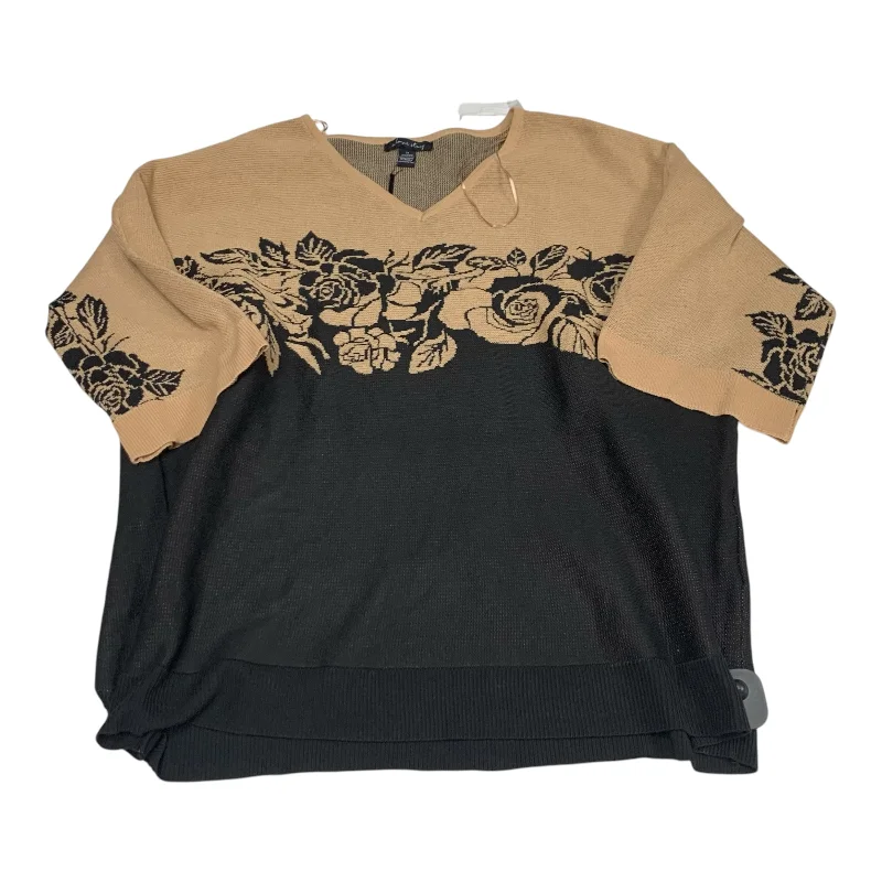 Outdoor Trend Top 3/4 Sleeve By A Love Story In Black & Cream, Size: 2x