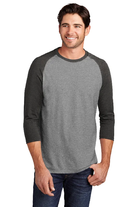 Classic Series District Mens Perfect Tri 3/4 Sleeve Crewneck T-Shirt - Grey Frost/Black
