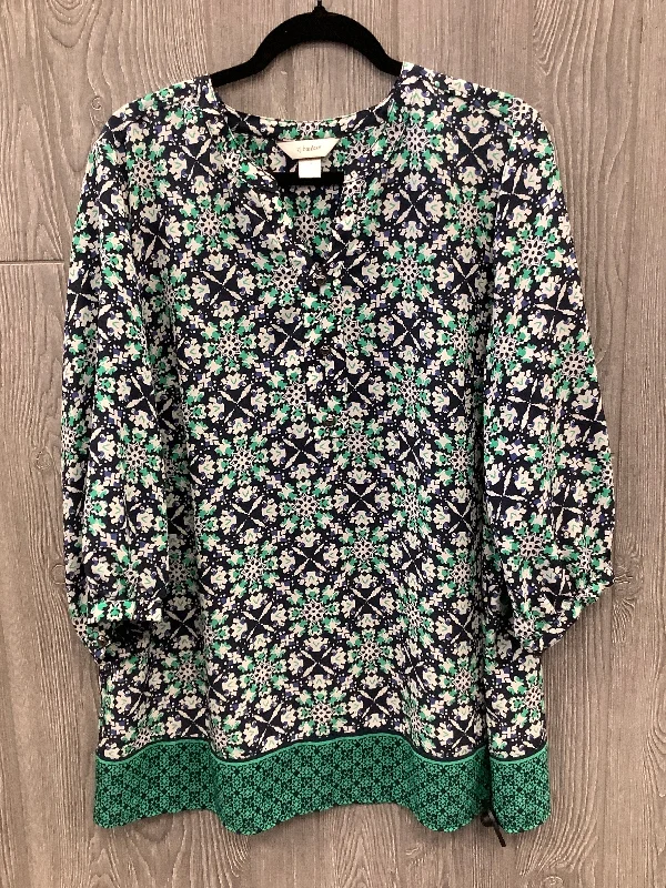 Urban Style Top 3/4 Sleeve By Cj Banks In Blue & Green, Size: 1x