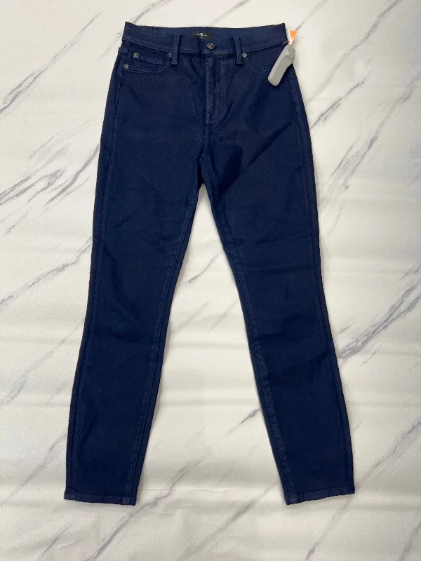 Designer Style Jeans Skinny By 7 For All Mankind In Blue, Size: 2