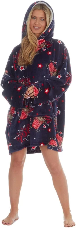 Easy Wear Chic Huggable Hoodie Fleece Oversized Blanket Hoody - Blue