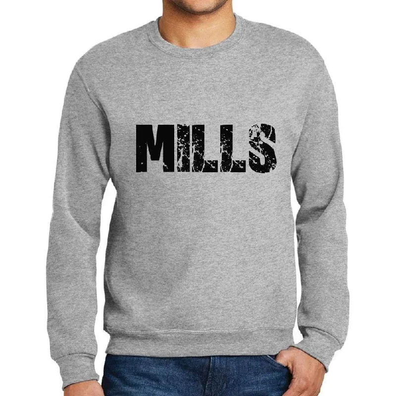 Soft Knitwear Men's Printed Graphic Sweatshirt Popular Words MILLS Grey Marl