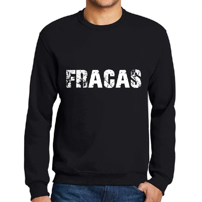 Stylish Comfort Men's Printed Graphic Sweatshirt Popular Words FRACAS Deep Black