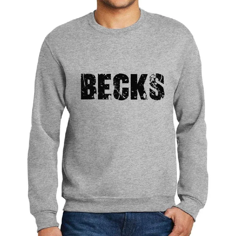 Weekend Comfort Wear Men's Printed Graphic Sweatshirt Popular Words BECKS Grey Marl