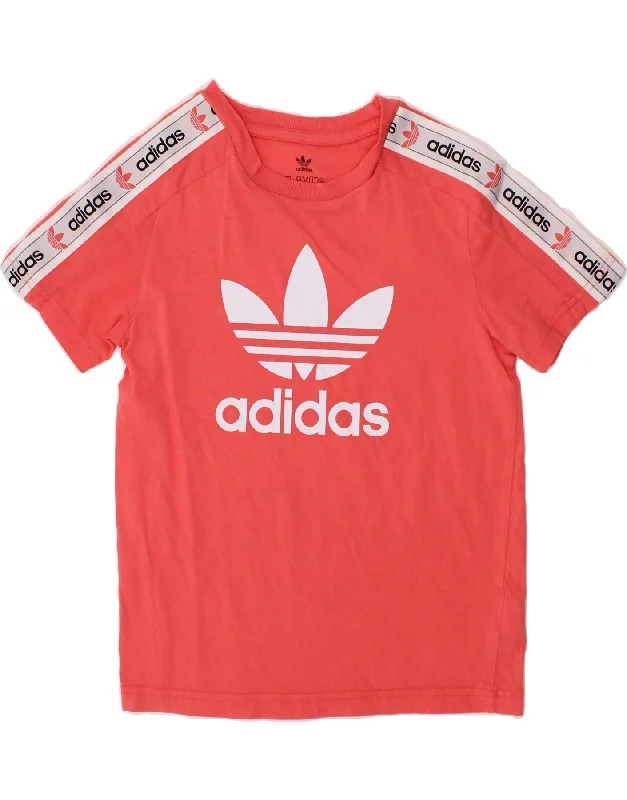 Versatile Items ADIDAS Girls Graphic T-Shirt Top 7-8 Years Pink Colourblock Cotton