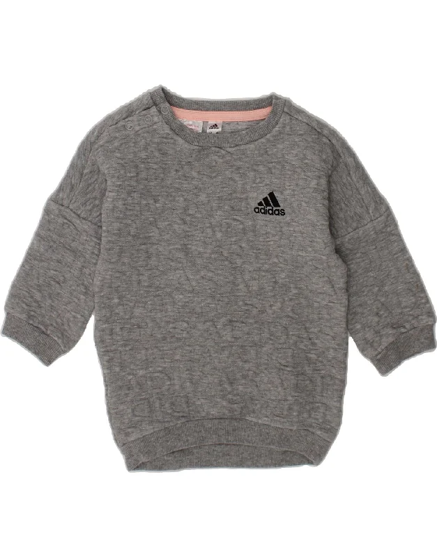 Comfortable Sweaters ADIDAS Baby Girls Sweatshirt Jumper 6-9 Months Grey Cotton