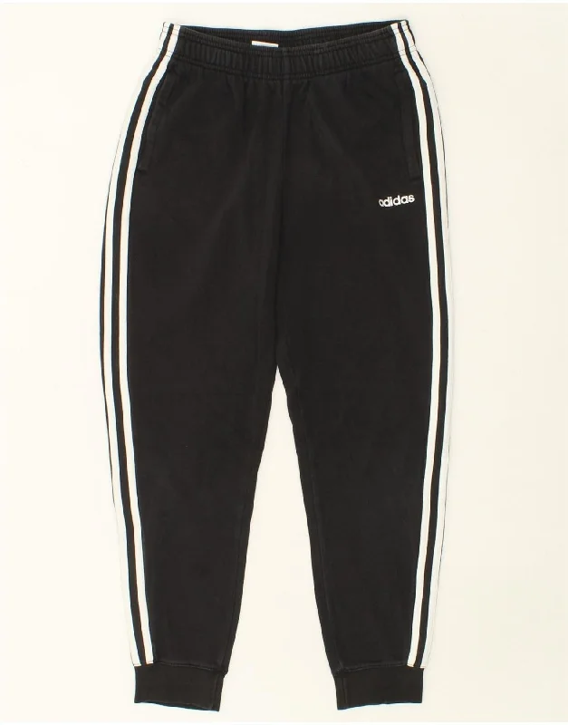 Chic Relaxation ADIDAS Boys Tracksuit Trousers Joggers 13-14 Years Black Cotton