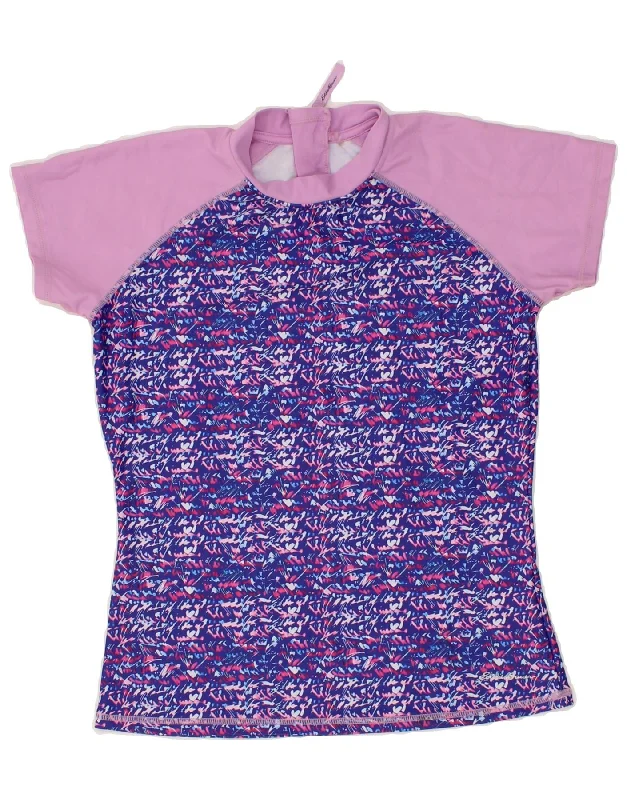 American Style EDDIE BAUER Girls T-Shirt Top 14-15 Years Large Purple Colourblock