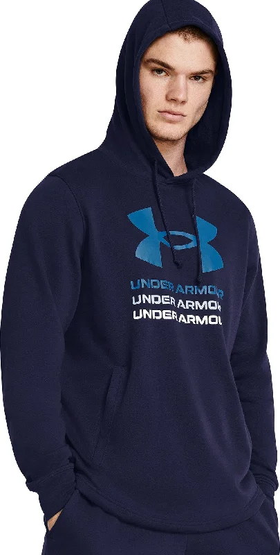 Relaxed Looks Under Armour Rival Terry Graphic Mens Training Hoody - Blue
