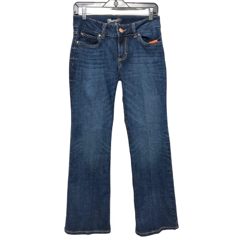Relaxed Fit Jeans Boot Cut By Wrangler In Blue Denim, Size:4