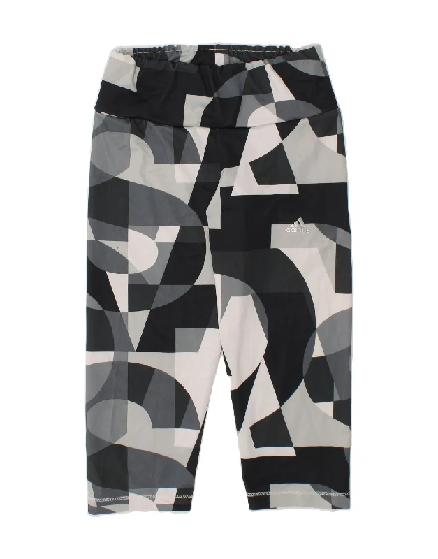 Cozy Knits ADIDAS Girls Climalite Graphic Leggings 9-10 Years Black Polyester