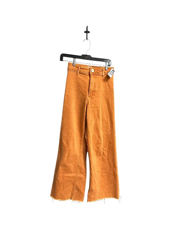 Classic Style Jeans Wide Leg By Zara In Orange Denim, Size: 2