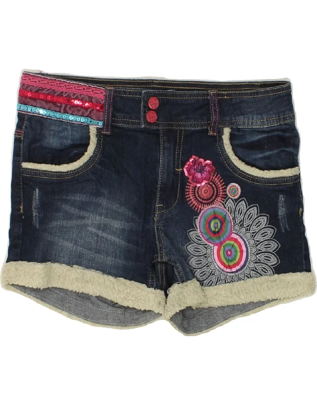 All-Day Comfort DESIGUAL Girls Graphic Denim Shorts 11-12 Years W28 Navy Blue Polyester All-Day Comfort DESIGUAL Girls Graphic Denim Shorts 11-12 Years W28 Navy Blue Polyester