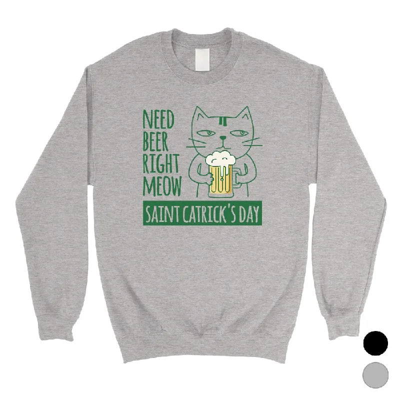 Classic Style Beer Cat Patrick's Day Sweatshirt Funny Saint Patrick's Day Outfit