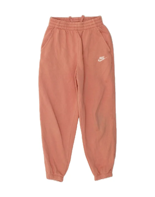 Thin Design NIKE Girls Tracksuit Trousers Joggers 10-11 Years Medium Pink Cotton