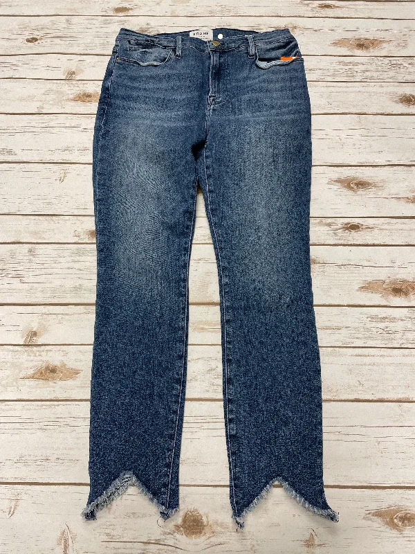 Retro Design Jeans Skinny By Frame In Blue Denim, Size: 12