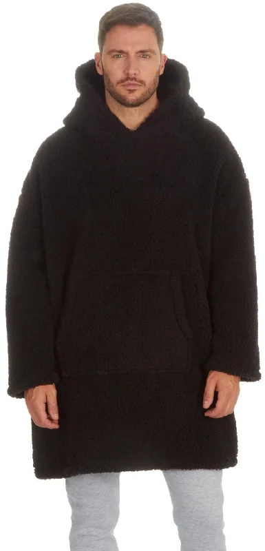 Soft Casuals Huggable Hoodie Fleece Oversized Mens Blanket Hoody - Black