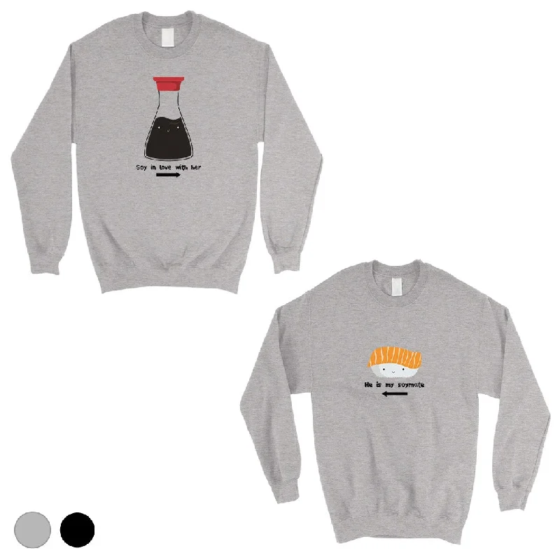 Soft Style Sushi & Soy Sauce Matching Sweatshirt Pullover Cute Couples Gift