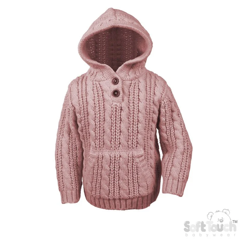 Sports And Leisure Cable Knit Hoodie - Dusty Pink (6-24m) (PK6) HD16-DP