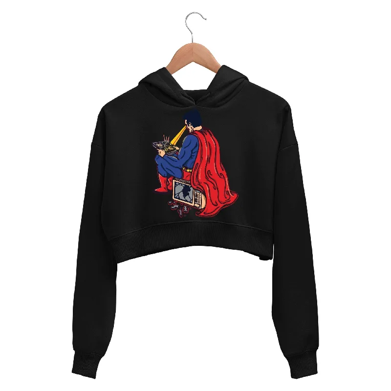 Chic Relaxation Superheroes Crop Hoodie - Who Needs A Microwave