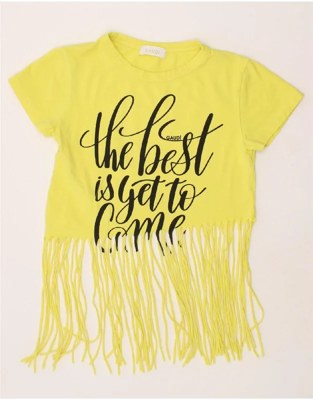 Slim Fit GAUDI Girls Crop Graphic T-Shirt Top 6-7 Years Yellow