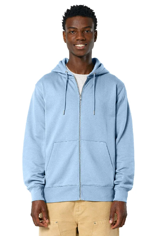 Lace Design Stanley/Stella Mens Cultivator 2.0 Full Zip Hooded Sweatshirt Hoodie w/ Pockets - Soul Blue - NEW Lace Design Stanley/Stella Mens Cultivator 2.0 Full Zip Hooded Sweatshirt Hoodie w/ Pockets - Soul Blue - NEW