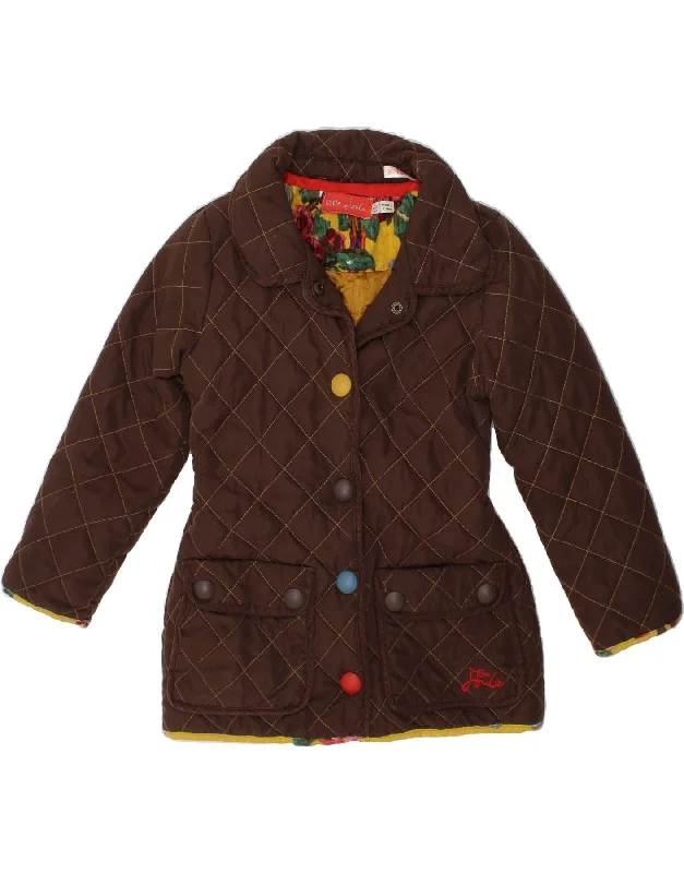 Playful Style JOULES Girls Quilted Jacket 4-5 Years Brown Polyester