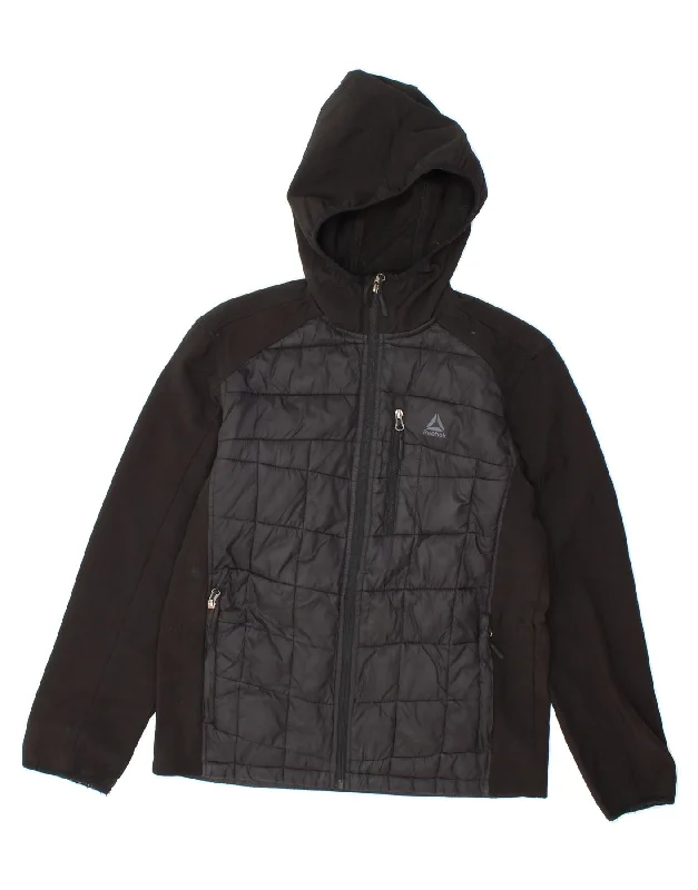 Comfortable Jackets REEBOK Boys Hooded Bomber Jacket 15-16 Years XL Black Nylon