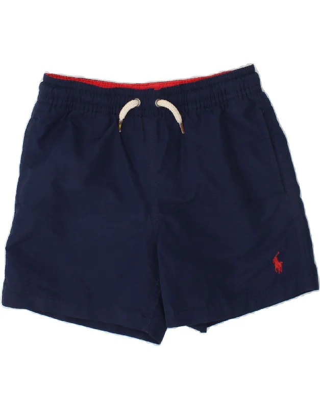 Cozy Fashions POLO RALPH LAUREN Boys Swimming Shorts 4-5 Years Navy Blue Polyester