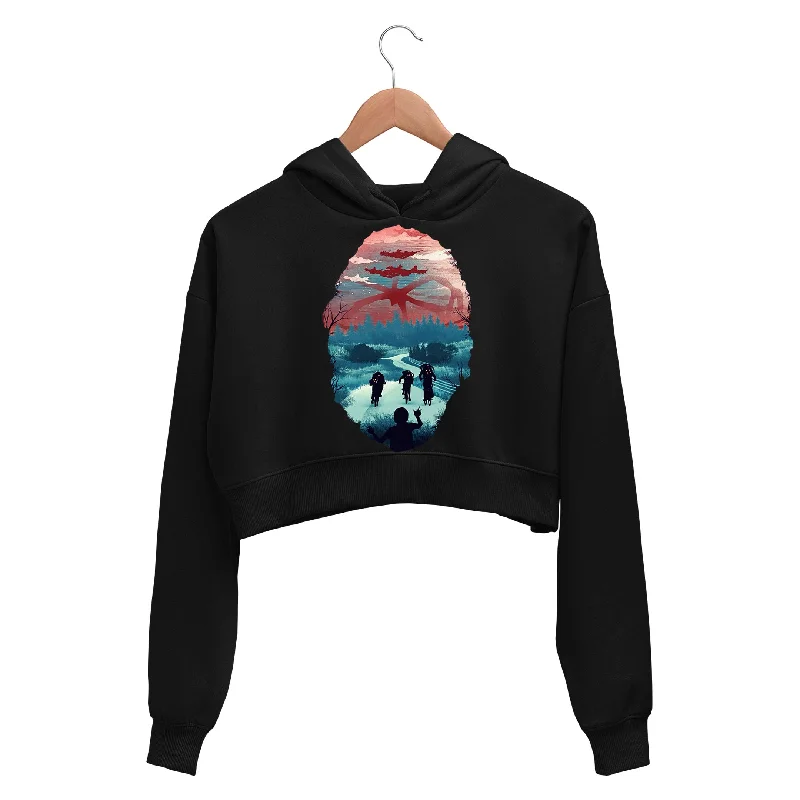 Layered Style Crop Hoodie - Shadow Monster