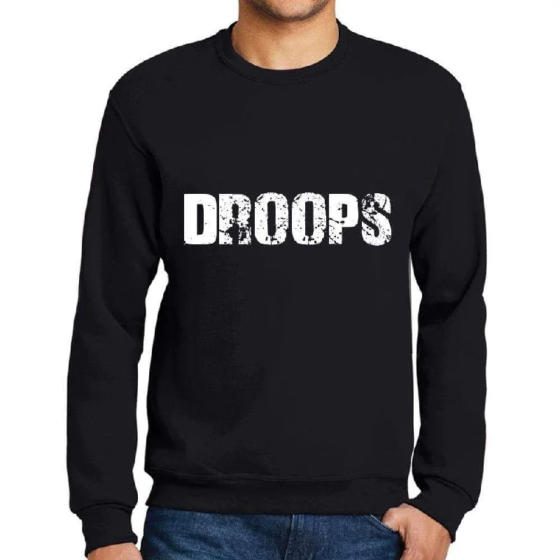 Must-have For Fashion Men's Printed Graphic Sweatshirt Popular Words DROOPS Deep Black Must-have For Fashion Men's Printed Graphic Sweatshirt Popular Words DROOPS Deep Black