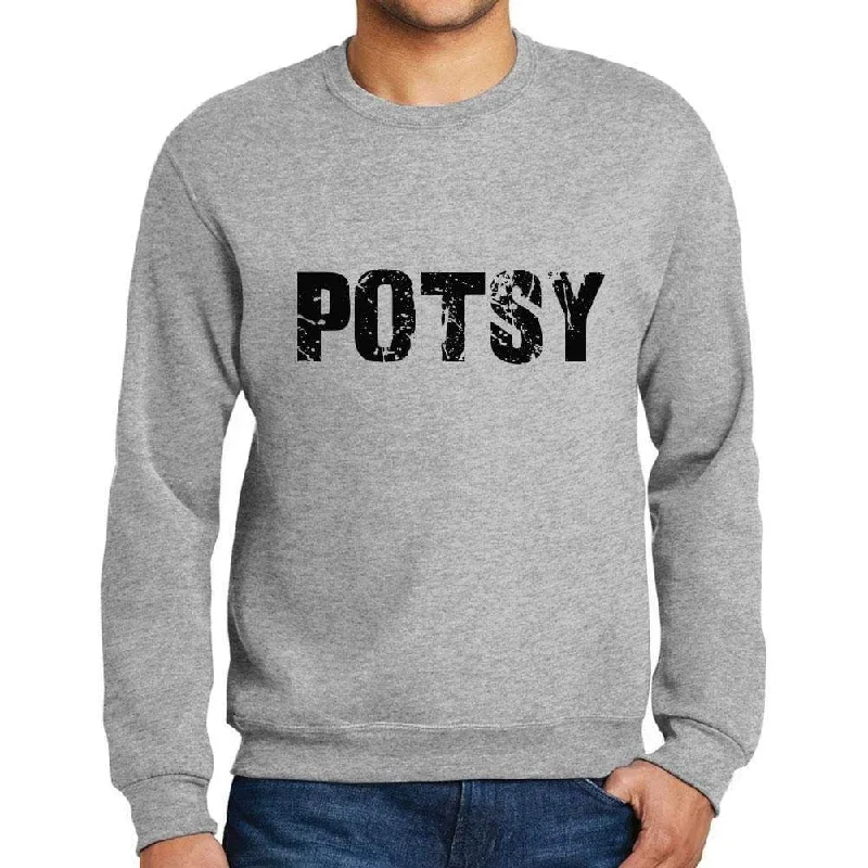 Celebrity Must-have Men's Printed Graphic Sweatshirt Popular Words POTSY Grey Marl
