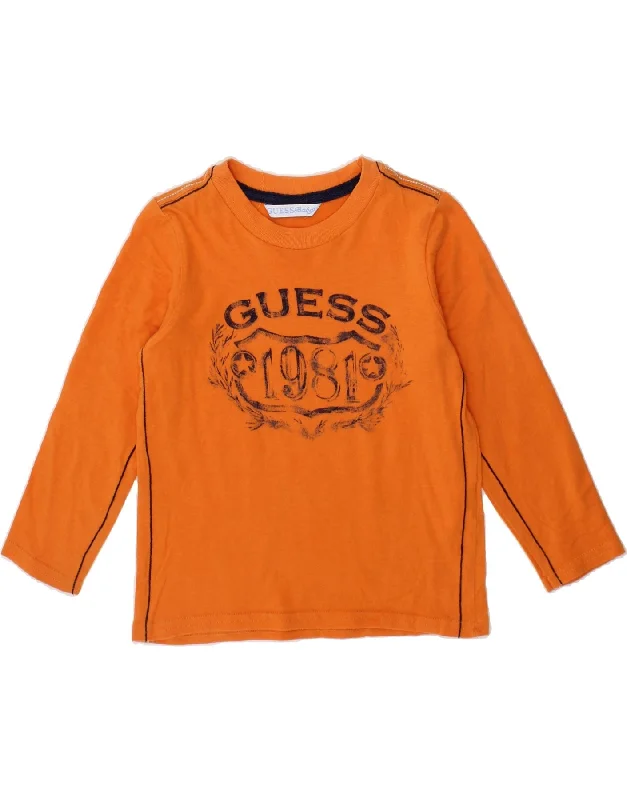 Celebrity Picks GUESS Girls Graphic Top Long Sleeve 2-3 Years Orange Cotton