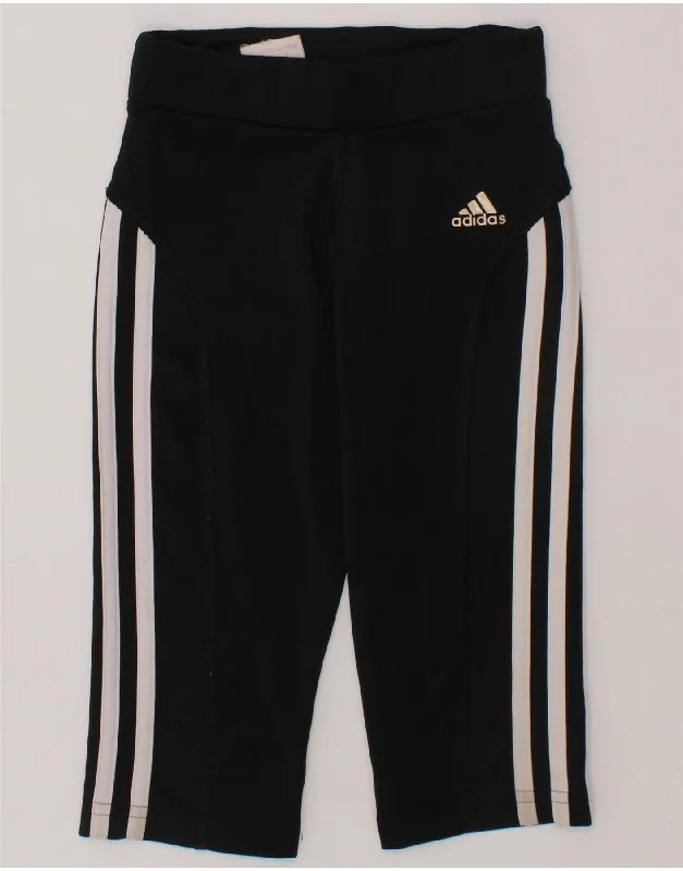 Celebrity Style ADIDAS Girls Climalite Leggings 5-6 Years Black Polyester