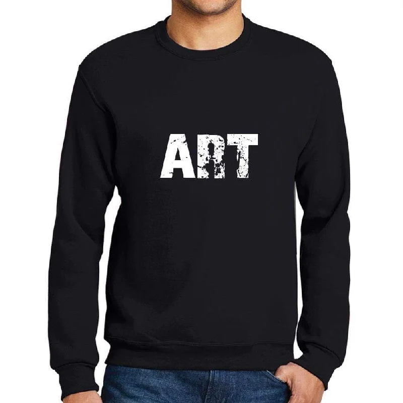 Elegant And Lazy Men's Printed Graphic Sweatshirt Popular Words ART Deep Black